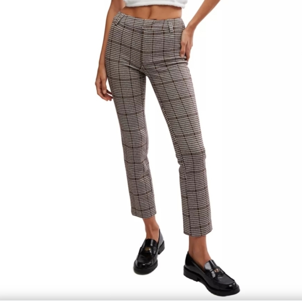 {Free People} NWT Molly Slim Plaid Pants - Size 8 - Picture 5 of 17